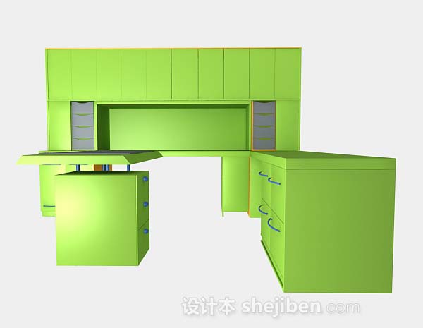 设计本绿色衣柜3d模型下载