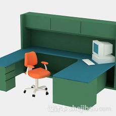 绿色书桌3d模型下载