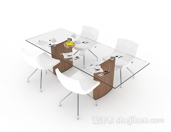 现代风格现代简约桌椅组合3d模型下载