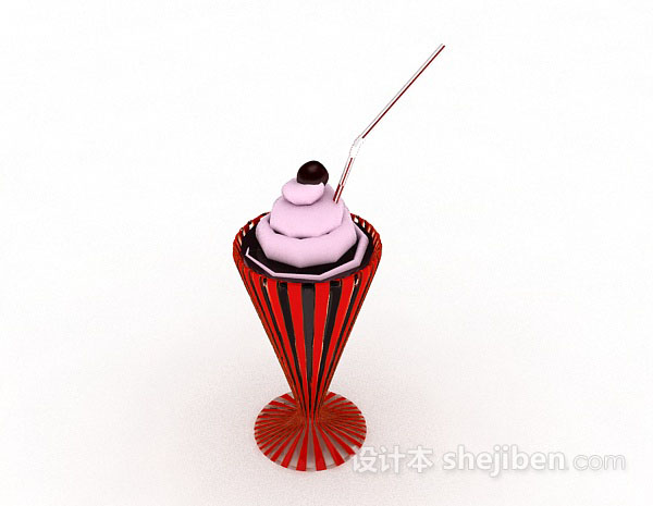 免费粉色雪糕杯3d模型下载
