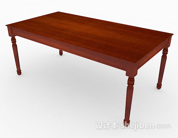 现代风格红棕色木质餐桌3d模型下载
