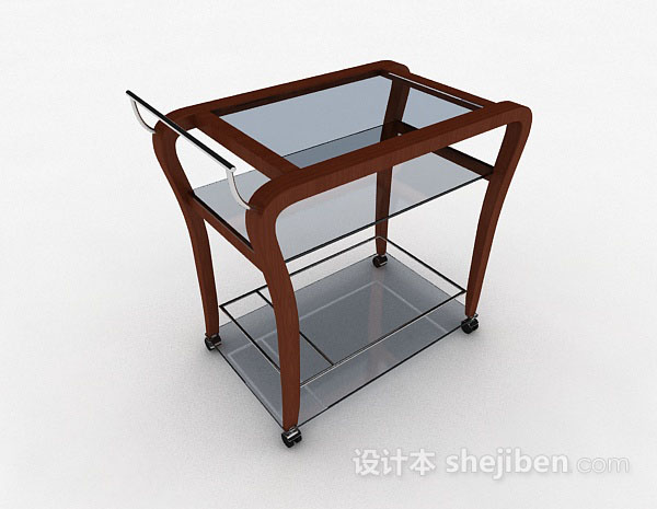 设计本玻璃移动餐桌3d模型下载
