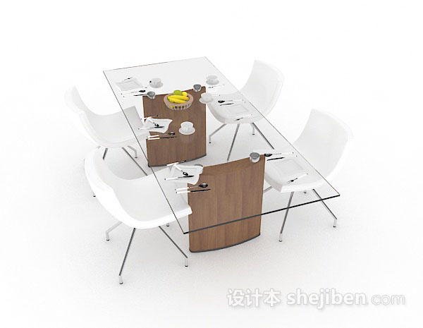 免费现代简约桌椅组合3d模型下载
