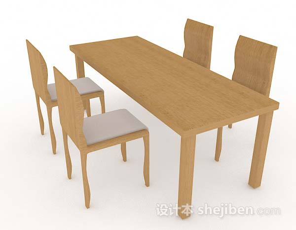 设计本田园简约木质餐桌椅3d模型下载