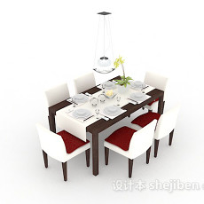 简约餐桌椅3d模型下载
