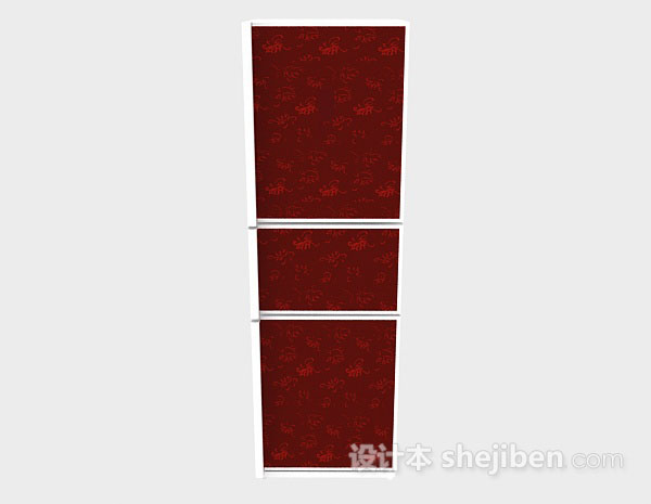 现代风格红色三门冰箱3d模型下载