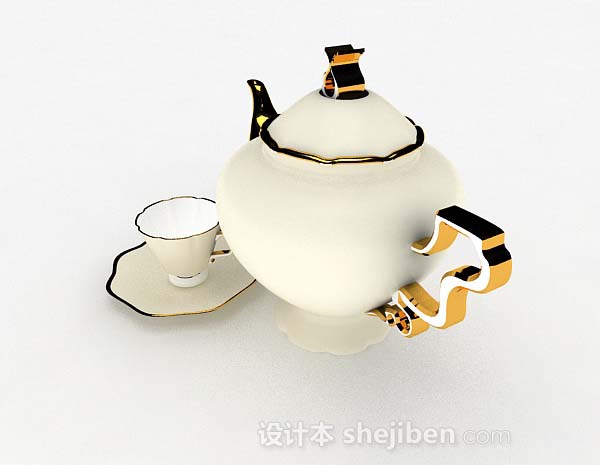 欧式风格欧式黄色茶具3d模型下载