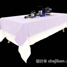 白色简约餐桌哦3d模型下载