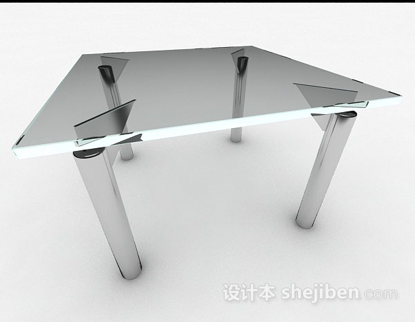 免费灰色玻璃餐桌3d模型下载