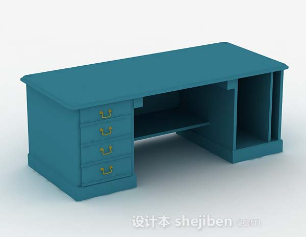 现代风格蓝色书桌3d模型下载