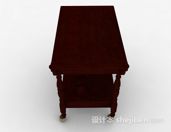 设计本棕色木质移动小餐桌3d模型下载