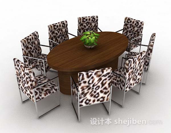 豹纹餐桌椅3d模型下载
