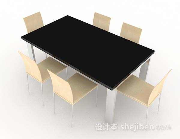现代风格现代简约餐桌椅3d模型下载