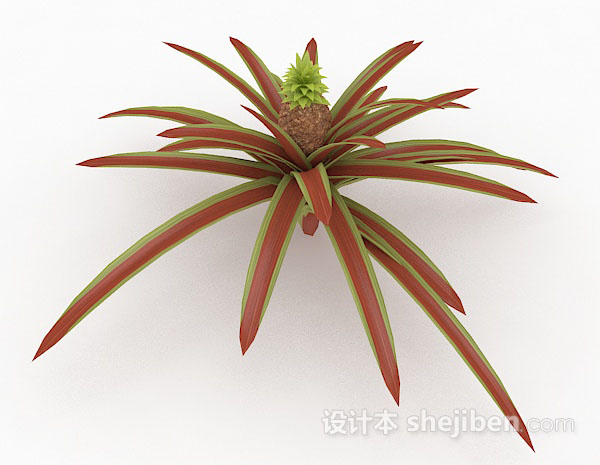 现代风格红色室外植物3d模型下载
