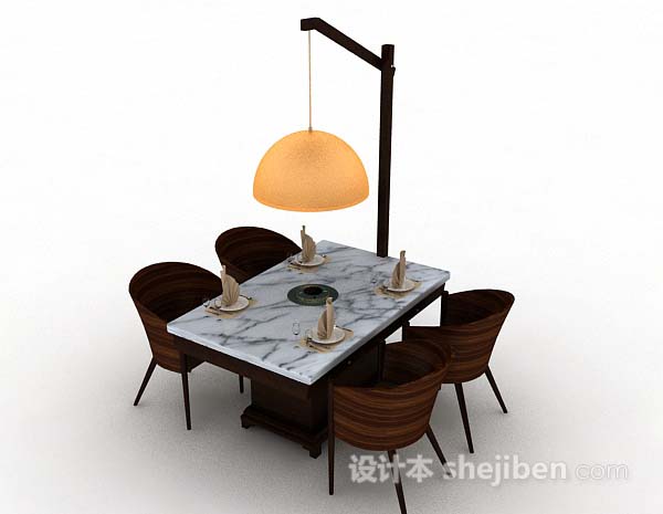 免费现代休闲餐桌椅3d模型下载