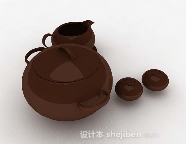 免费棕色茶具3d模型下载