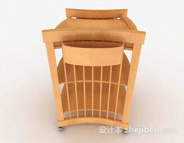设计本棕色木质移动餐桌3d模型下载