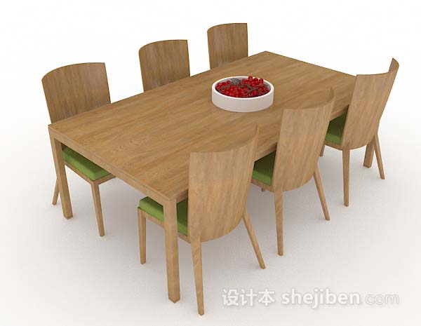 田园浅棕色木质餐桌椅