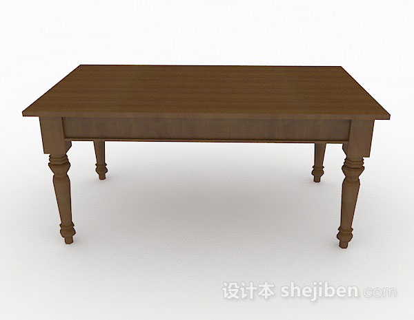 现代风格深棕色木质餐桌3d模型下载