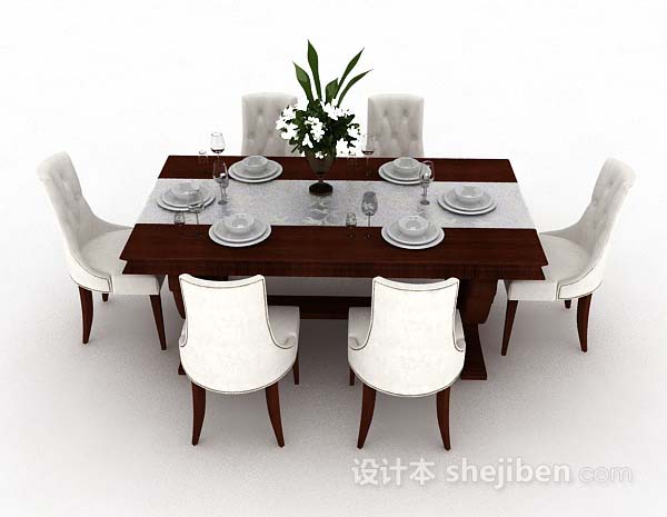 现代风格家居简约餐桌椅3d模型下载