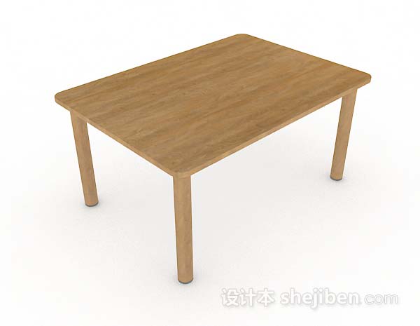 现代风格木质简单餐桌3d模型下载