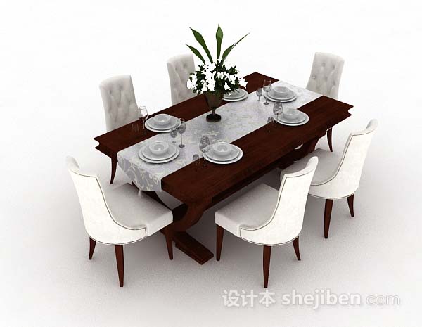 家居简约餐桌椅3d模型下载