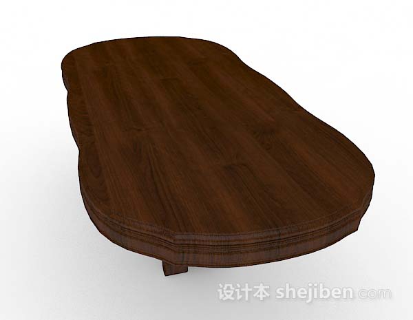 设计本棕色木质椭圆形餐桌3d模型下载