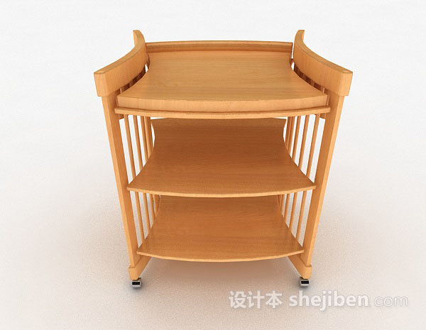 现代风格棕色木质移动餐桌3d模型下载