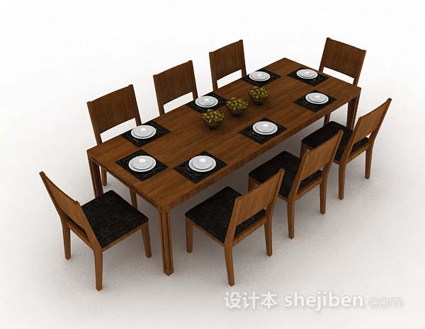 木质简单长方形餐桌椅