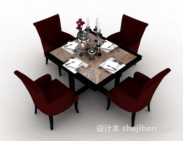 红色餐桌椅