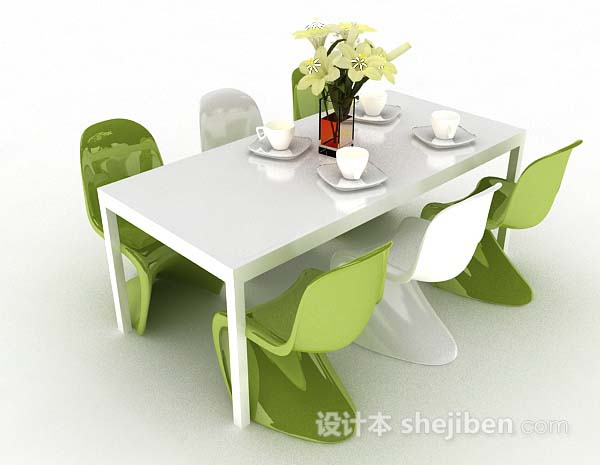 现代简约绿色餐桌椅