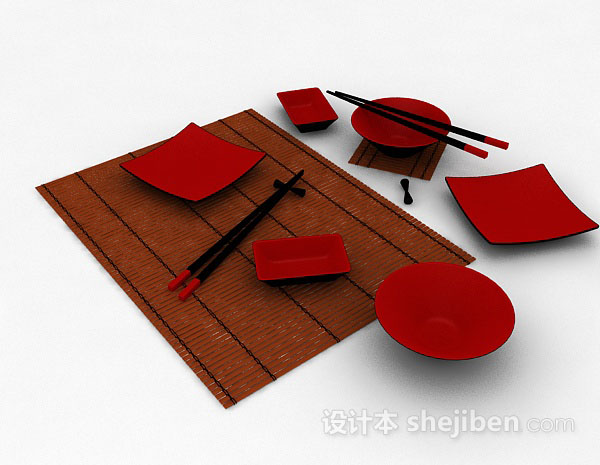 日式风格日式餐具3d模型下载