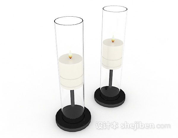 设计本白色蜡烛摆设3d模型下载