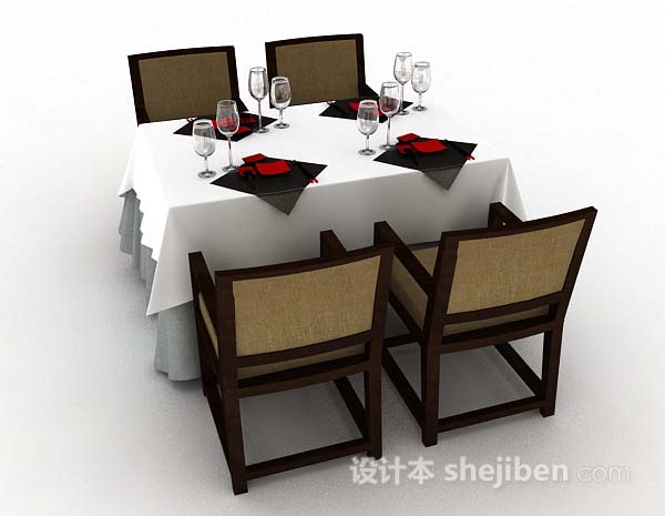 设计本简单餐厅餐桌椅3d模型下载