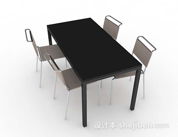 设计本简约黑色餐桌椅3d模型下载