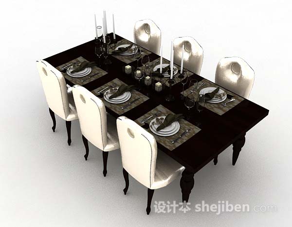 欧式风格欧式简单餐桌椅3d模型下载