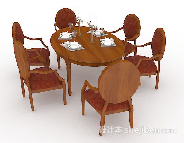 免费木质餐桌椅3d模型下载