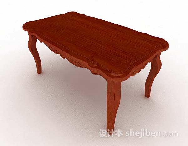 设计本红棕色木质餐桌3d模型下载