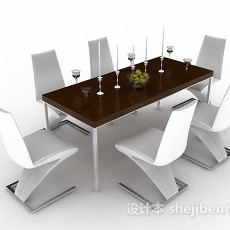 个性简约餐桌椅3d模型下载