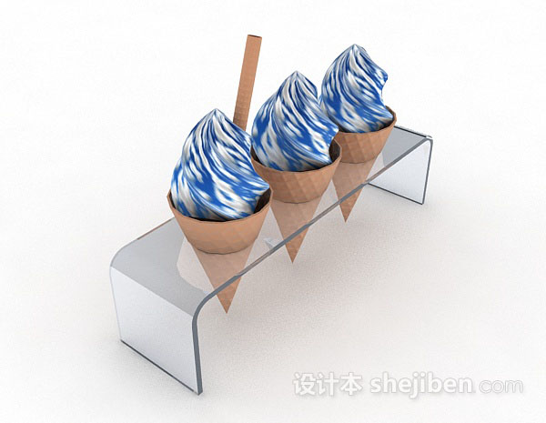 设计本蓝白色雪糕筒3d模型下载