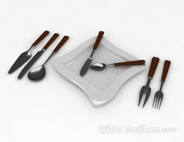 免费刀叉餐具3d模型下载