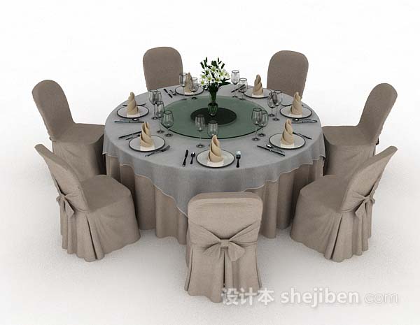 现代风格餐厅餐桌椅3d模型下载