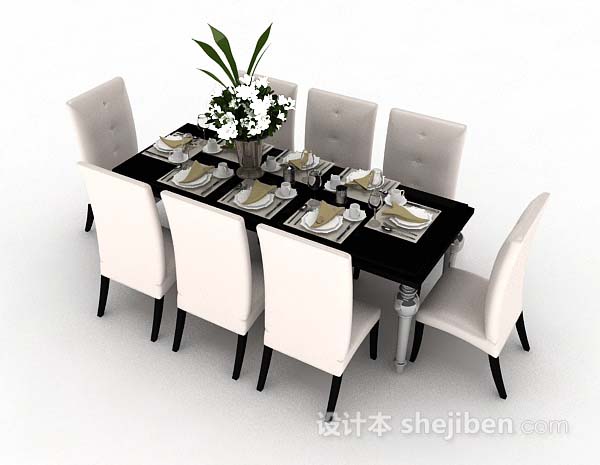 现代风格简单家居餐桌椅3d模型下载