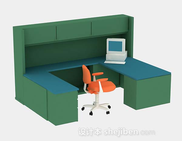 现代风格绿色书桌3d模型下载