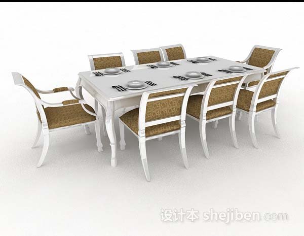 欧式风格欧式简约餐桌椅3d模型下载