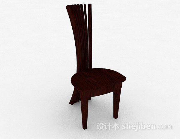 个性木质棕色椅子3d模型下载