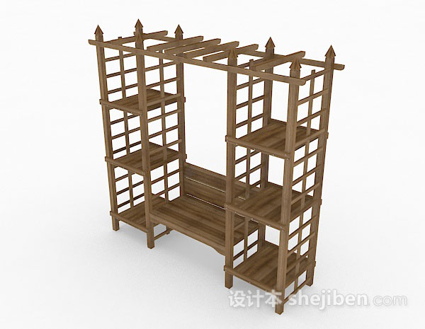 现代风格木质展示柜架3d模型下载