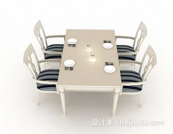 设计本欧式简约餐桌椅3d模型下载