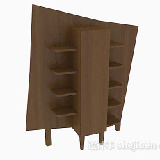 棕色木质个性展示柜3d模型下载
