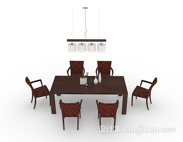 设计本家居简单桌椅组合3d模型下载